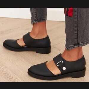 Women's Black Shoes, Buckle Mary Janes, Low Heal, Size 9 (EU 40) NEW